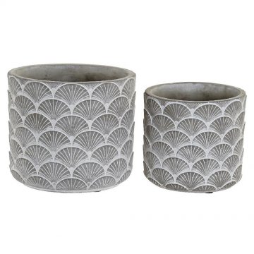 Květináč DKD Home Decor Šedý Cement Vějíř Arena (2 pcs)