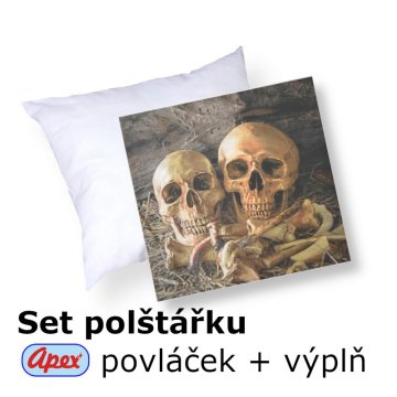 3D povláček na polštářek Apex - Kostnice - set Polštářek s výplní + Povláček