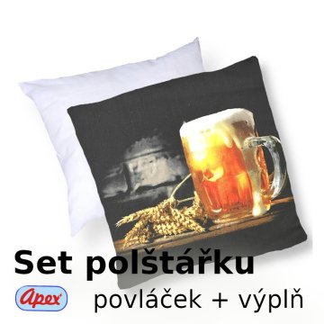 3D povláček na polštářek Apex - Pivo - set Polštářek s výplní + Povláček