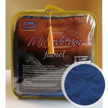 1L - Mikroplyšové prostěradlo Apex Microdream Flanel - 90/200 - Tmavě modrá