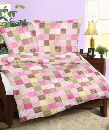 Krepové povlečení Patchwork - růžová